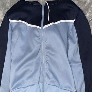 Men's Blue and Black Zip-Up Sweatshirt